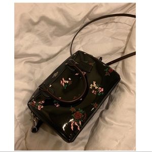 COACH patent shiny pixelated floral purse